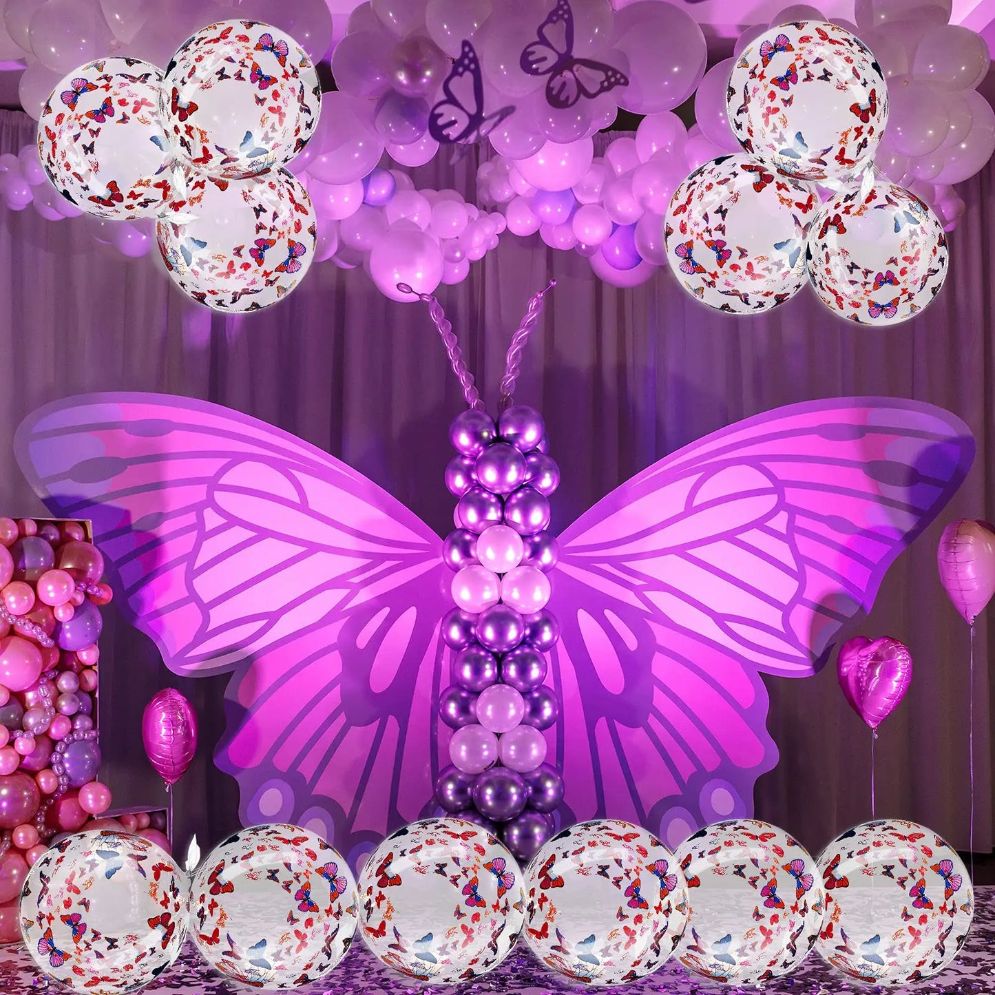 6pcs 20” Butterfly Printed BOBO Balloon clear Balloon Baby Shower Wedding Anniversary decor kids girls Birthday Party Decoration