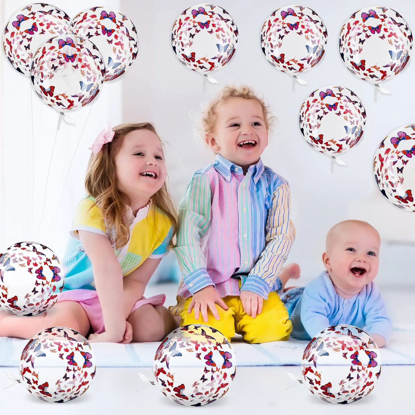 6pcs 20” Butterfly Printed BOBO Balloon clear Balloon Baby Shower Wedding Anniversary decor kids girls Birthday Party Decoration