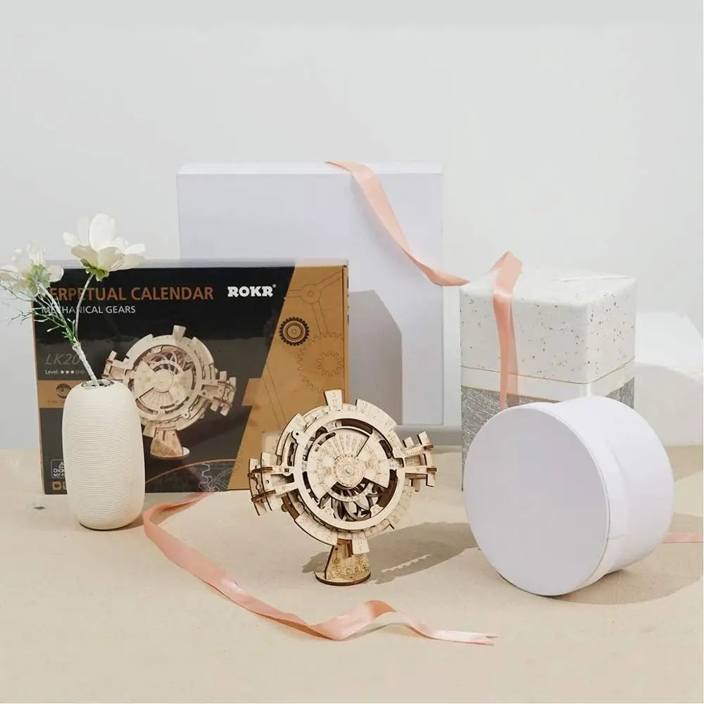 Robotime Creative DIY Perpetual Calendar Wooden Model Building Kits Assembly Toy Gift for Children Adult Dropshipping LK201