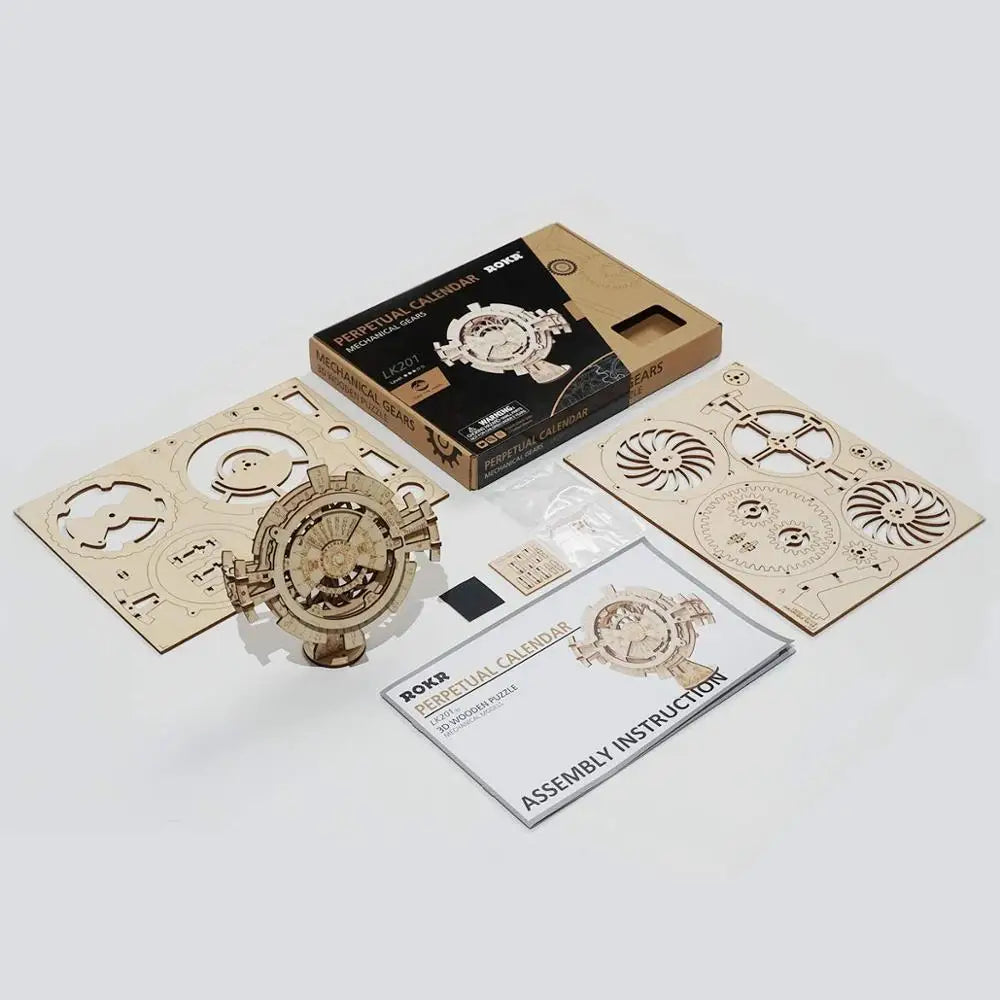 Robotime Creative DIY Perpetual Calendar Wooden Model Building Kits Assembly Toy Gift for Children Adult Dropshipping LK201