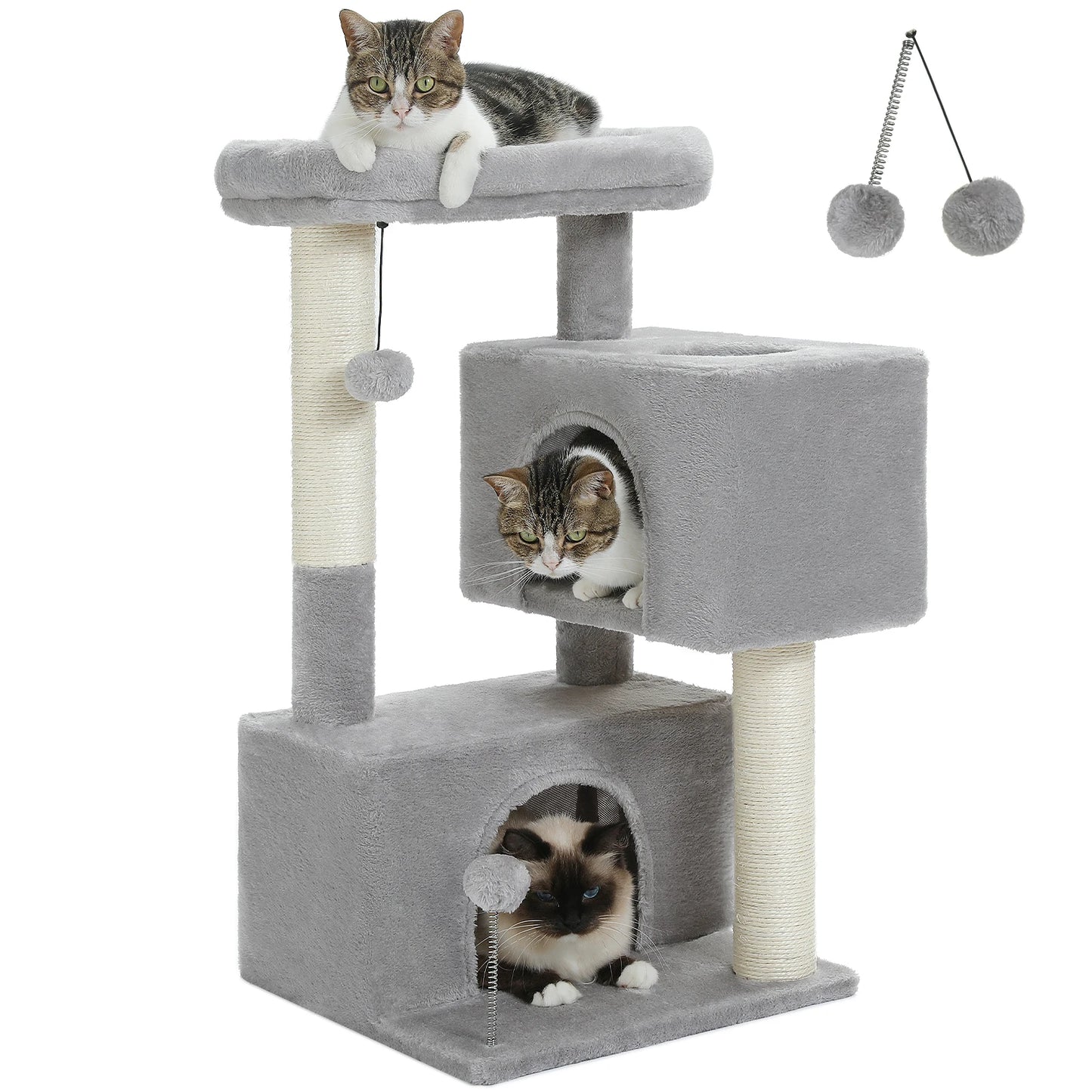 Cat Tree for Large Cats with 2 Big Condos Cat Tower for Indoor Cats up to 10kg Cat Scratching Posts and Large Cat Perch