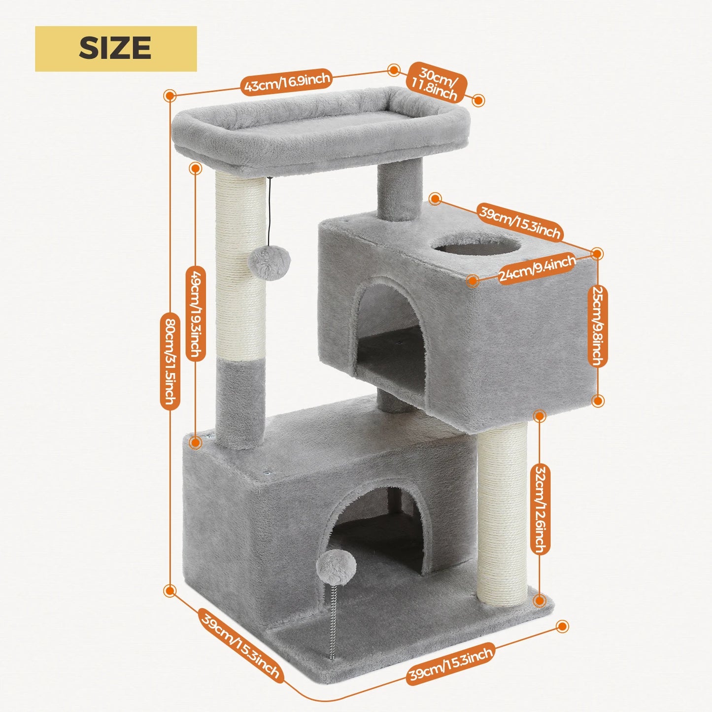 Cat Tree for Large Cats with 2 Big Condos Cat Tower for Indoor Cats up to 10kg Cat Scratching Posts and Large Cat Perch