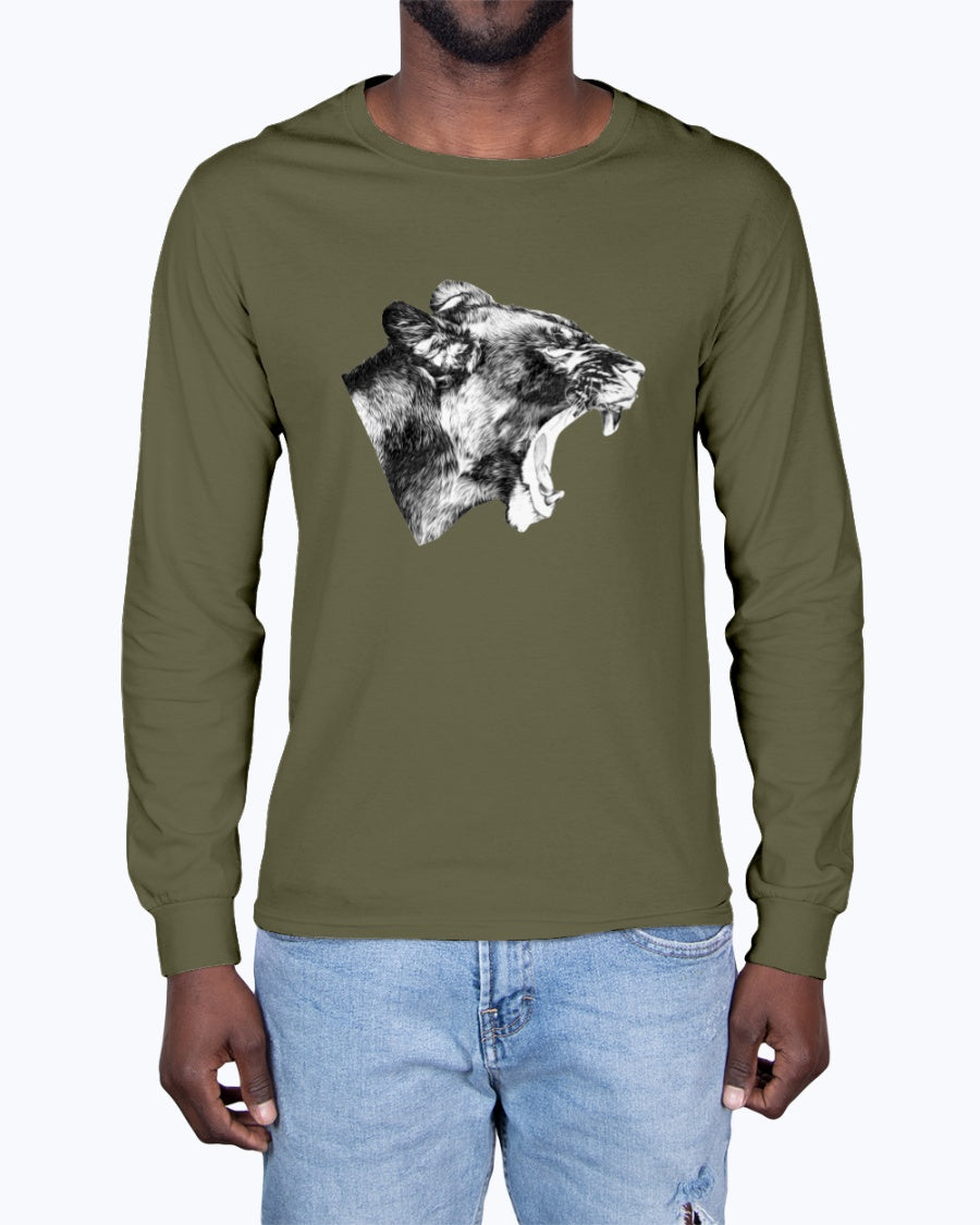 Lioness' Roar, lion lovers, wildlife fans, Moss Apparel, Unisex Long Sleeve T-Shirt