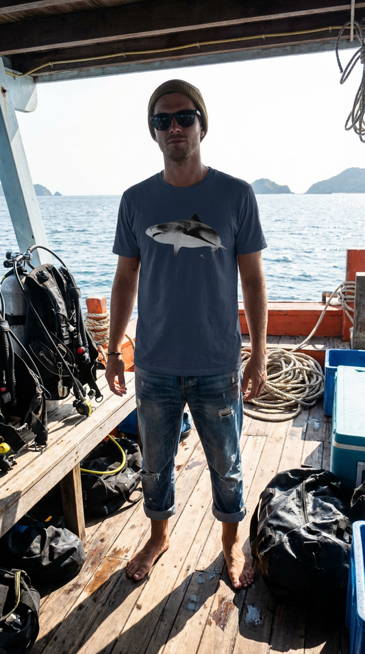 Joker the 12 ft Tiger Shark, Shark Fans, Ocean Lovers, Moss Apparel, Unisex T-Shirt