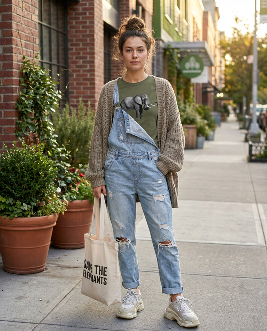 Grazing African Elephant, African Elephant, Elephant lovers, wildlife fans, Moss Apparel, Unisex T-Shirt