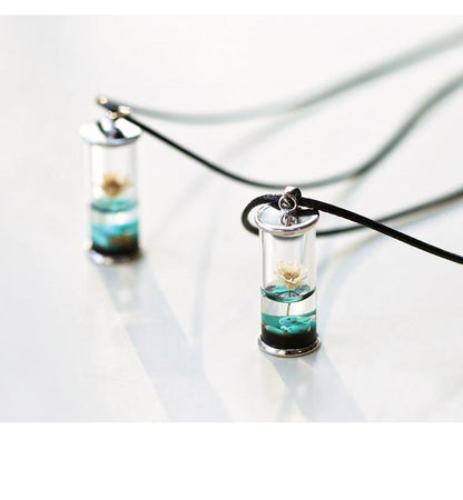 Dried Flowers Glass Bottle Resin Time Drifting Bottle Necklace-nabka