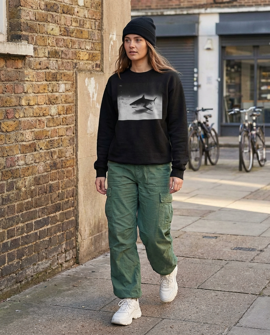 Tiger Shark Approach, Bimini Shark Labs, Moss Apparel, Crewneck Sweatshirt