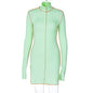 High neck split stitching dress-nabka
