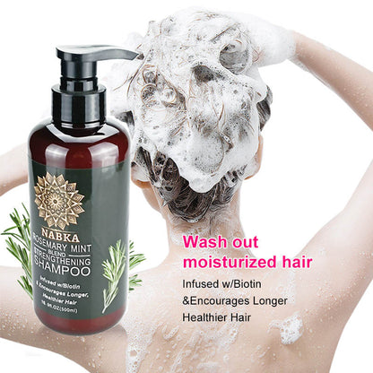 Organic Natural Rosemary Mint Hair Shampoo with Biotin for fluffy and oil-controlling - 16.9 Ounce-nabka
