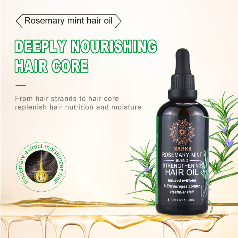 NABKA Natural Rosemary Mint Hair Oil for All Hair Types, Biotin Enriched, 3.3 Ounce-nabka