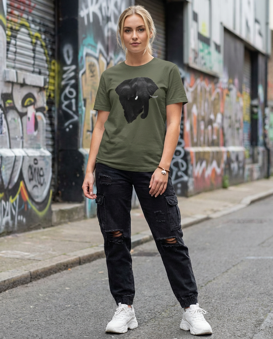 Elephant's Stand, Elephant, safari fans, Africa, Moss Apparel, Unisex T-Shirt