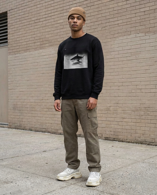 Tiger Shark Approach, Bimini Shark Labs, Moss Apparel, Crewneck Sweatshirt