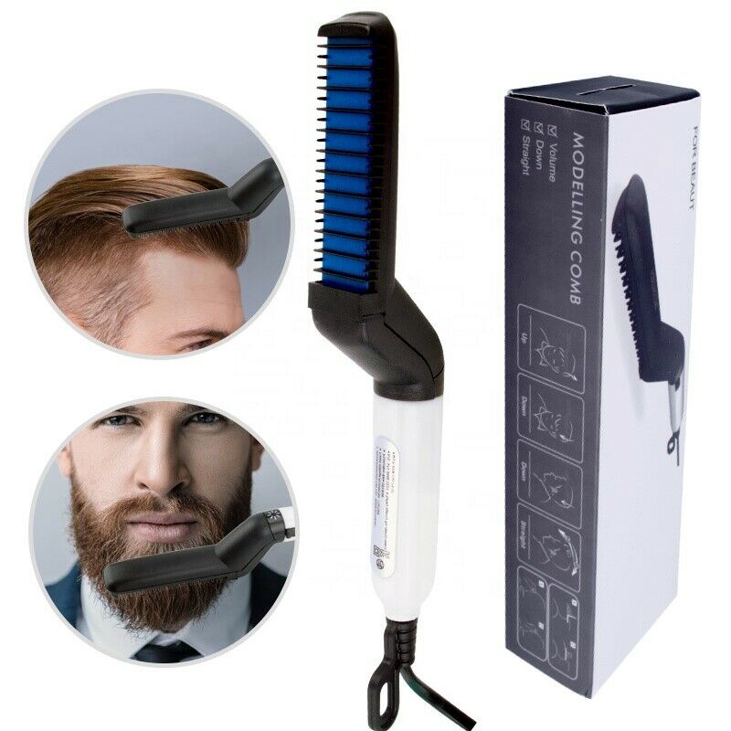 Hair Straightener Men Multifunctional Comb Curling Electric Brush Professional Hair Comb Brush Beard Straightener Hair Curler Fast Heating Styling Tools-nabka