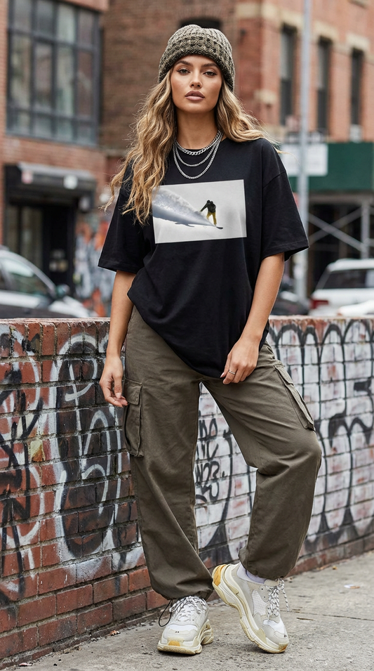 Powder Surfer, French Alps Snowboarder in the Powder, Moss Apparel, Unisex T-Shirt