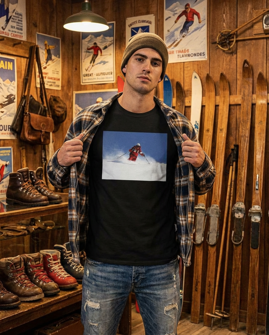 Skiing Bunny Hops, Cozy Unisex Winter Apparel, Moss Apparel, Unisex T-Shirt