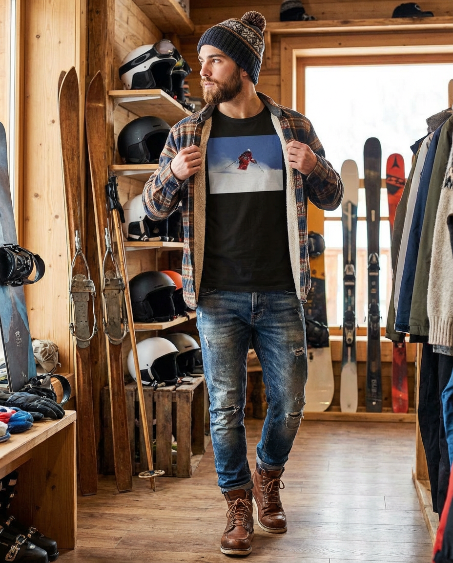 Skiing Bunny Hops, Cozy Unisex Winter Apparel, Moss Apparel, Unisex T-Shirt