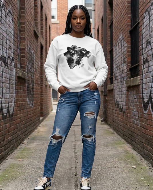 Lioness' Roar, lion lovers, wildlife fans, Moss Apparel, Unisex Crewneck Sweatshirt