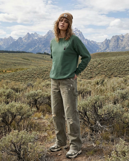 Elk, Wyldlife for Tomorrow, Moss Apparel, Crewneck Sweatshirt