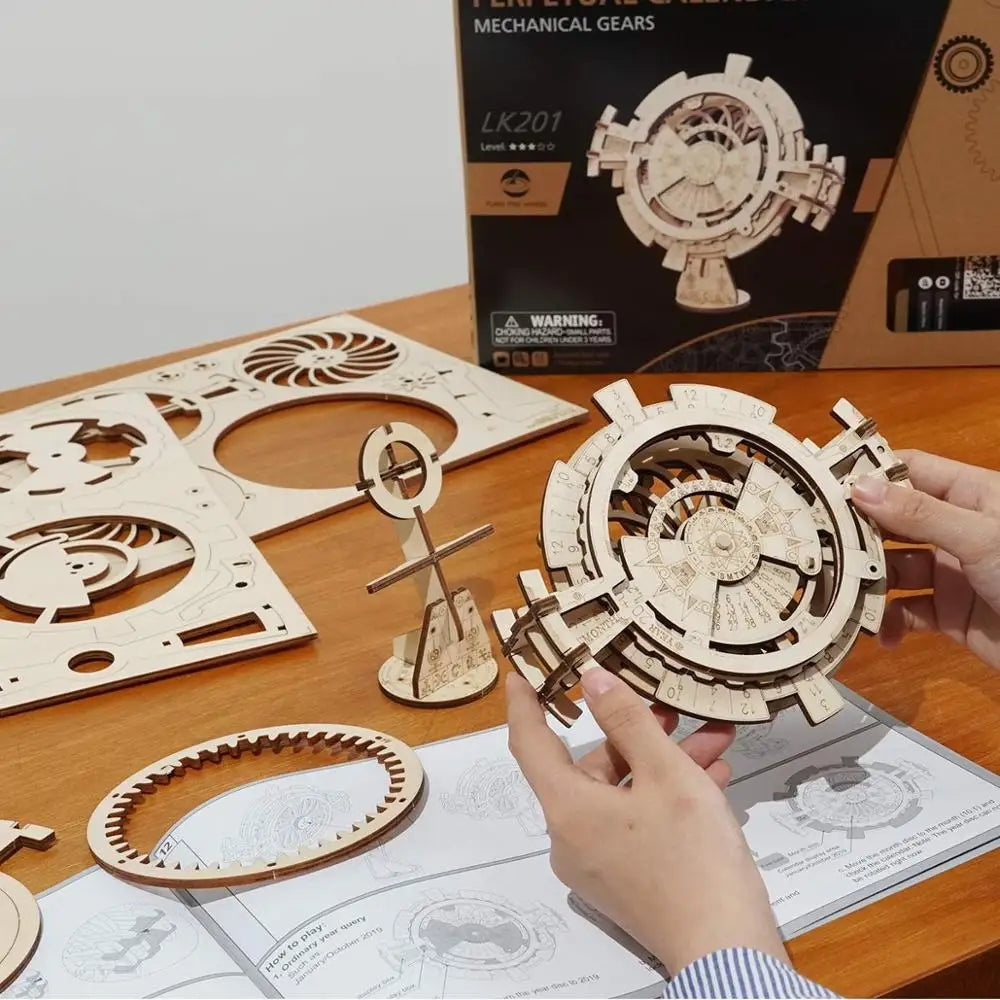 Robotime Creative DIY Perpetual Calendar Wooden Model Building Kits Assembly Toy Gift for Children Adult Dropshipping  LK201