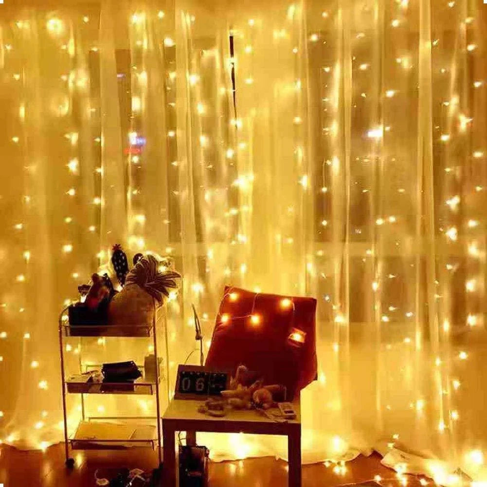 Home Christmas Lights Curtain Garland Merry