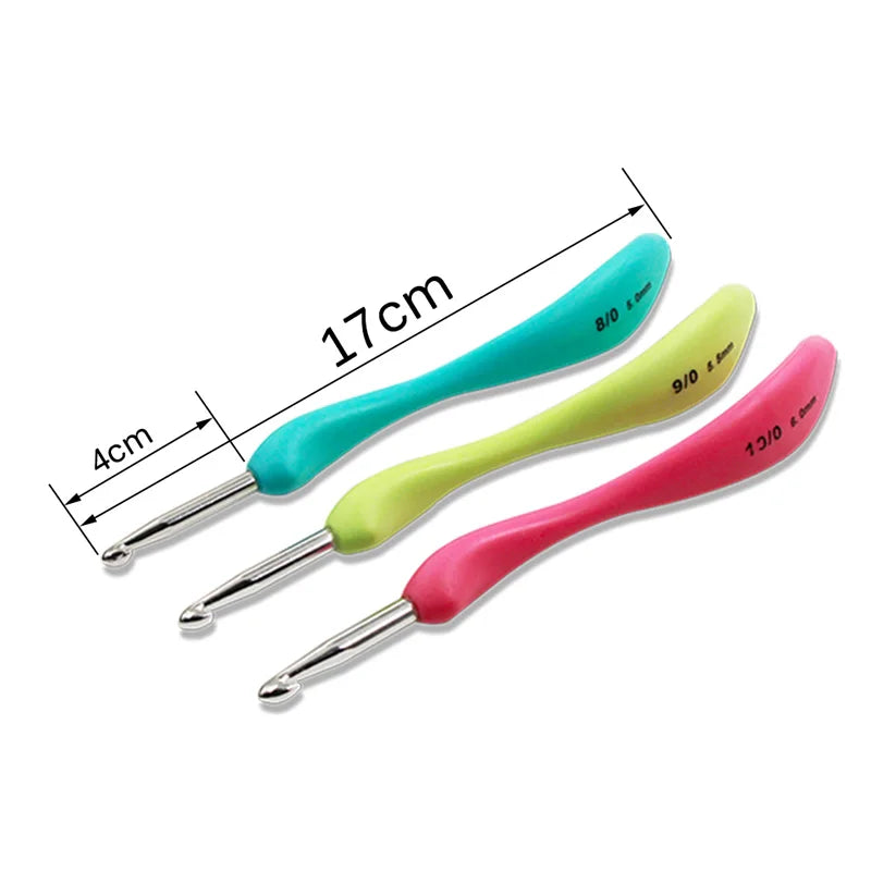 8pcs Crochet Hook 2.5-6.0mm Aluminum Crochet Needles With Colorful Rubber Grip Cushioned Handles Knitting Needles