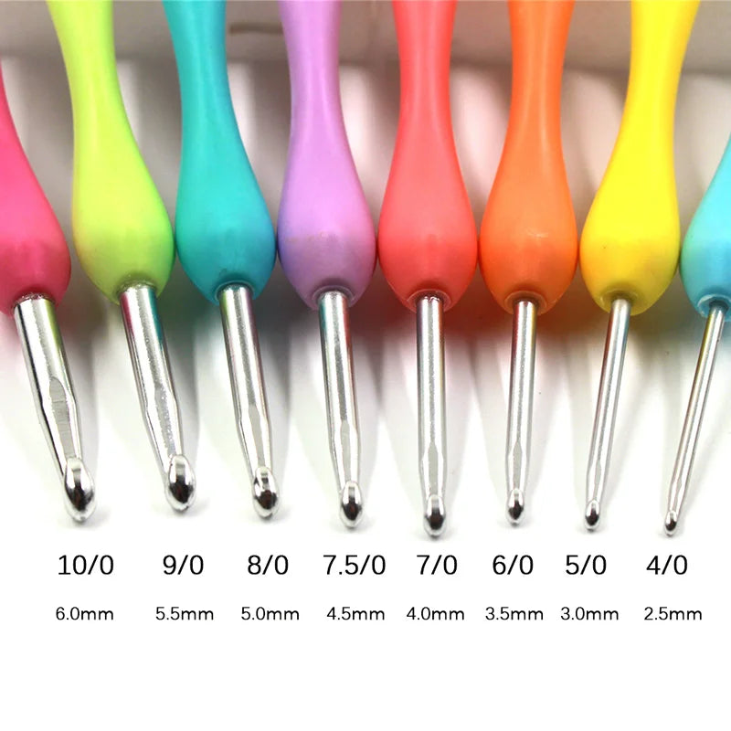 8pcs Crochet Hook 2.5-6.0mm Aluminum Crochet Needles With Colorful Rubber Grip Cushioned Handles Knitting Needles