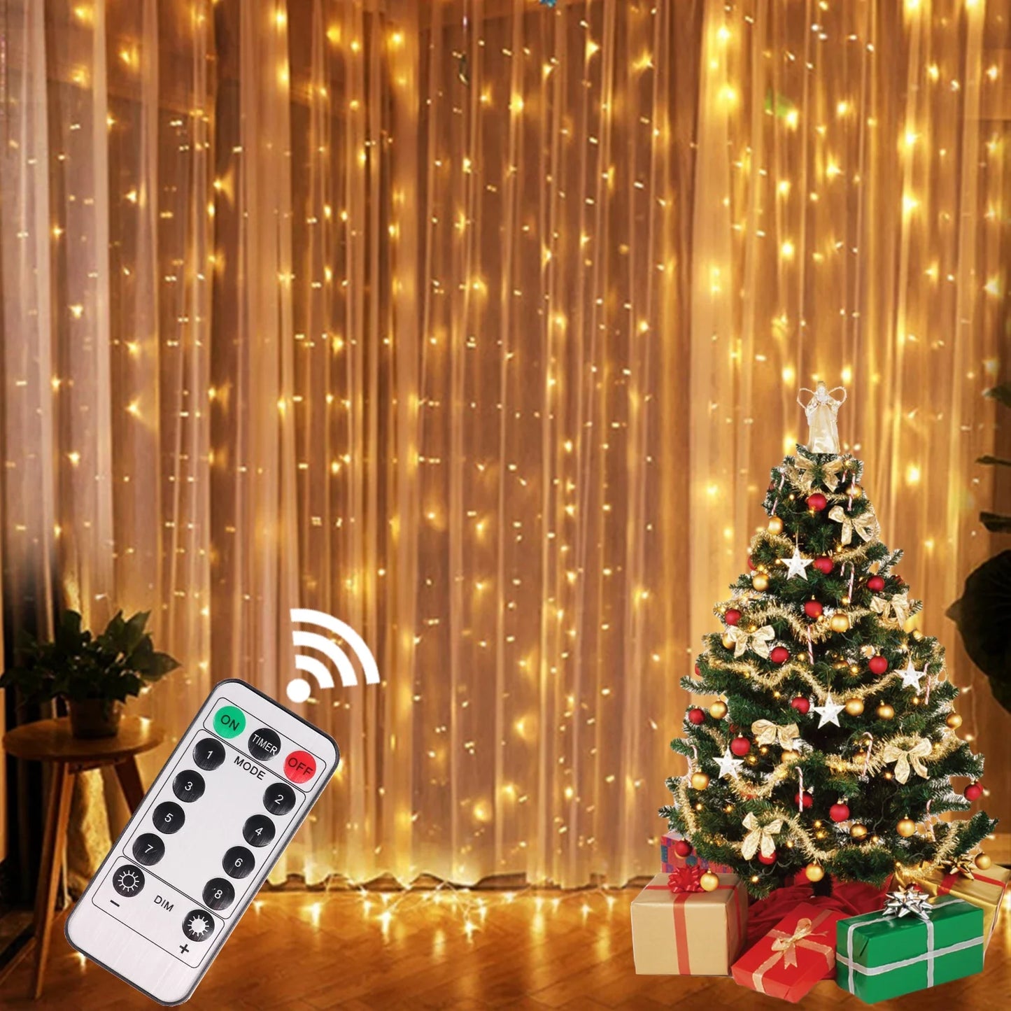 Home Christmas Lights Curtain Garland Merry