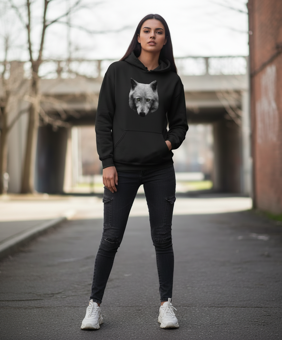 Wolf's Glare, Wolf Conservation, Moss Apparel, Hoodie