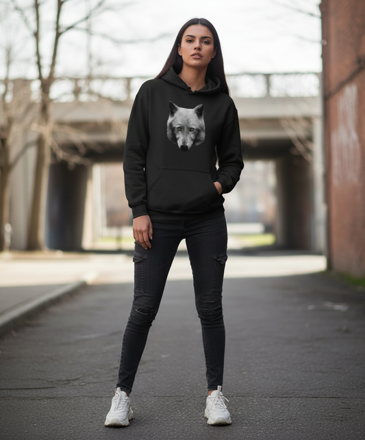 Wolf's Glare, Wolf Conservation, Moss Apparel, Hoodie
