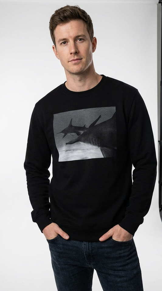 Hammerhead Pursuit, Shark Fan Sweater, Ocean Fan, Moss Apparel, Unisex Crewneck Sweatshirt