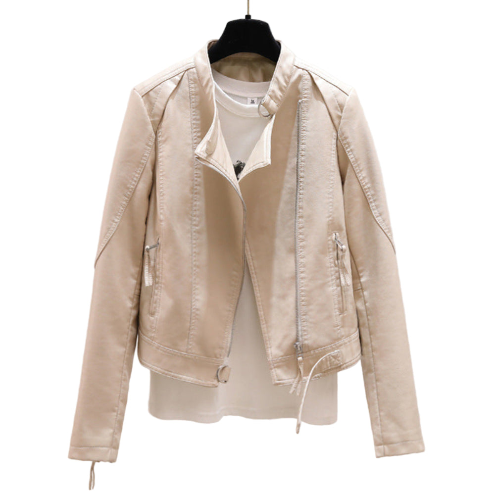 Women Vegan Leather Biker Jacket