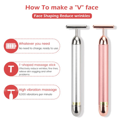 Gold T-Shaped Facial Massager Roller