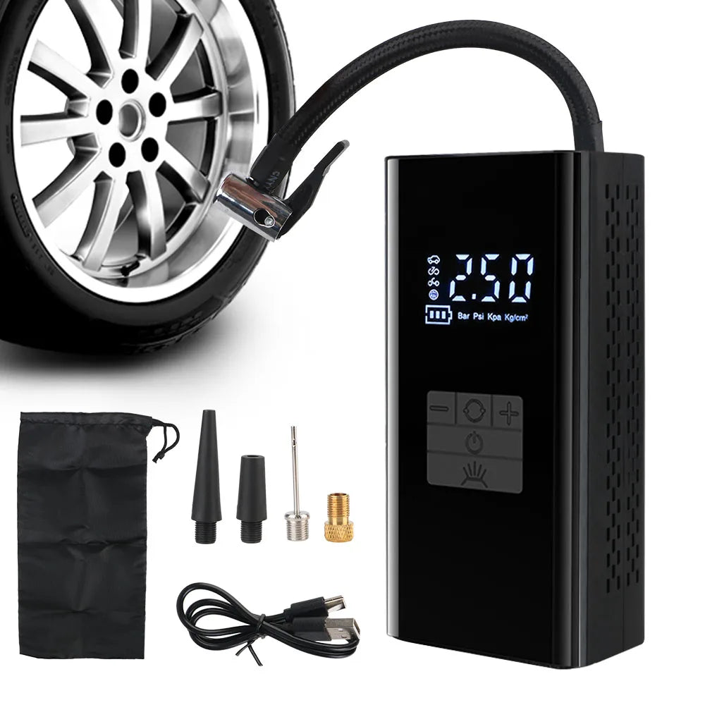 Air Compressor Portable Tire Pressure Gauge Tire Air Pump Portable Inflator Digital JN058 With LED Light LCD Display Wireless