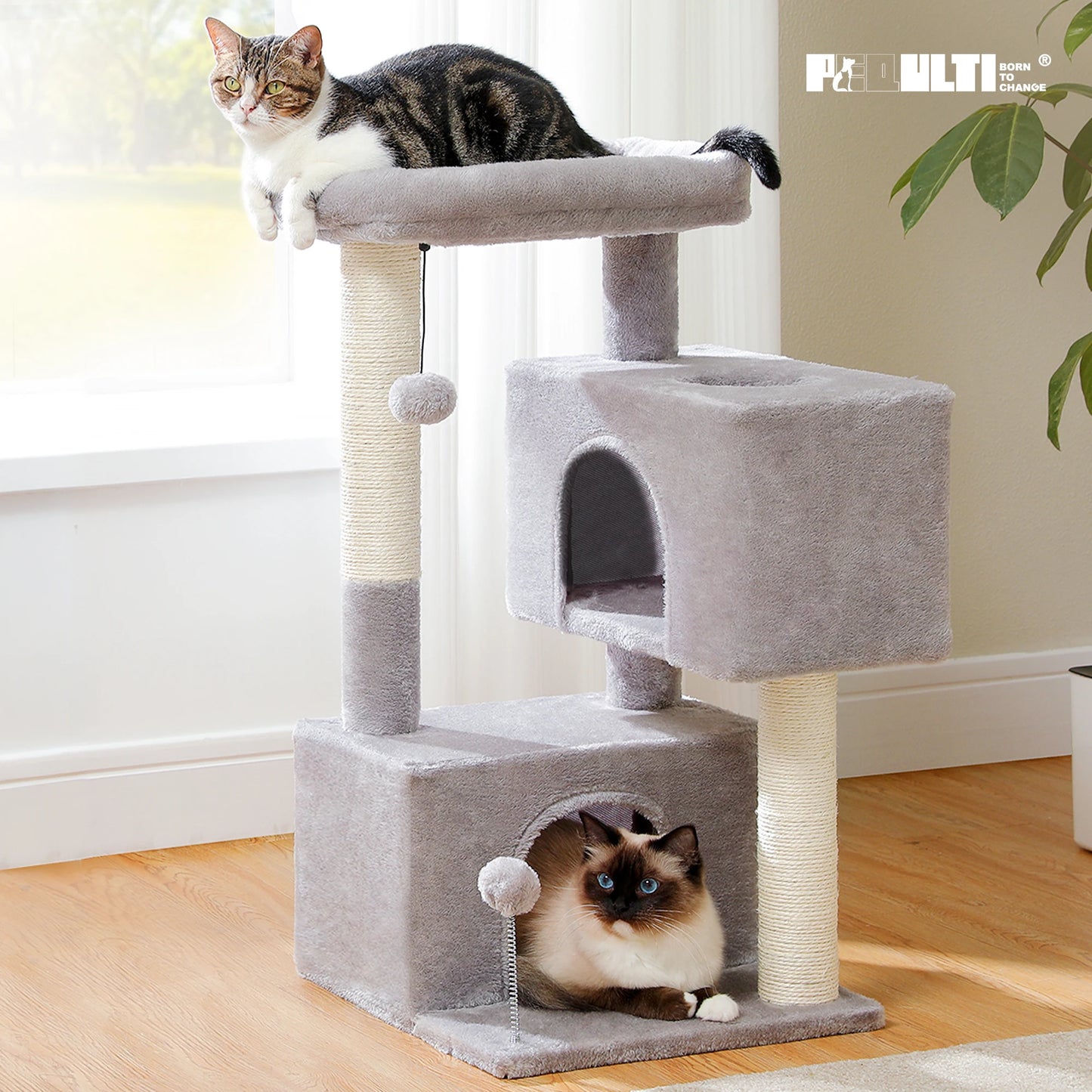 Cat Tree for Large Cats with 2 Big Condos Cat Tower for Indoor Cats up to 10kg  Cat Scratching Posts and Large Cat Perch