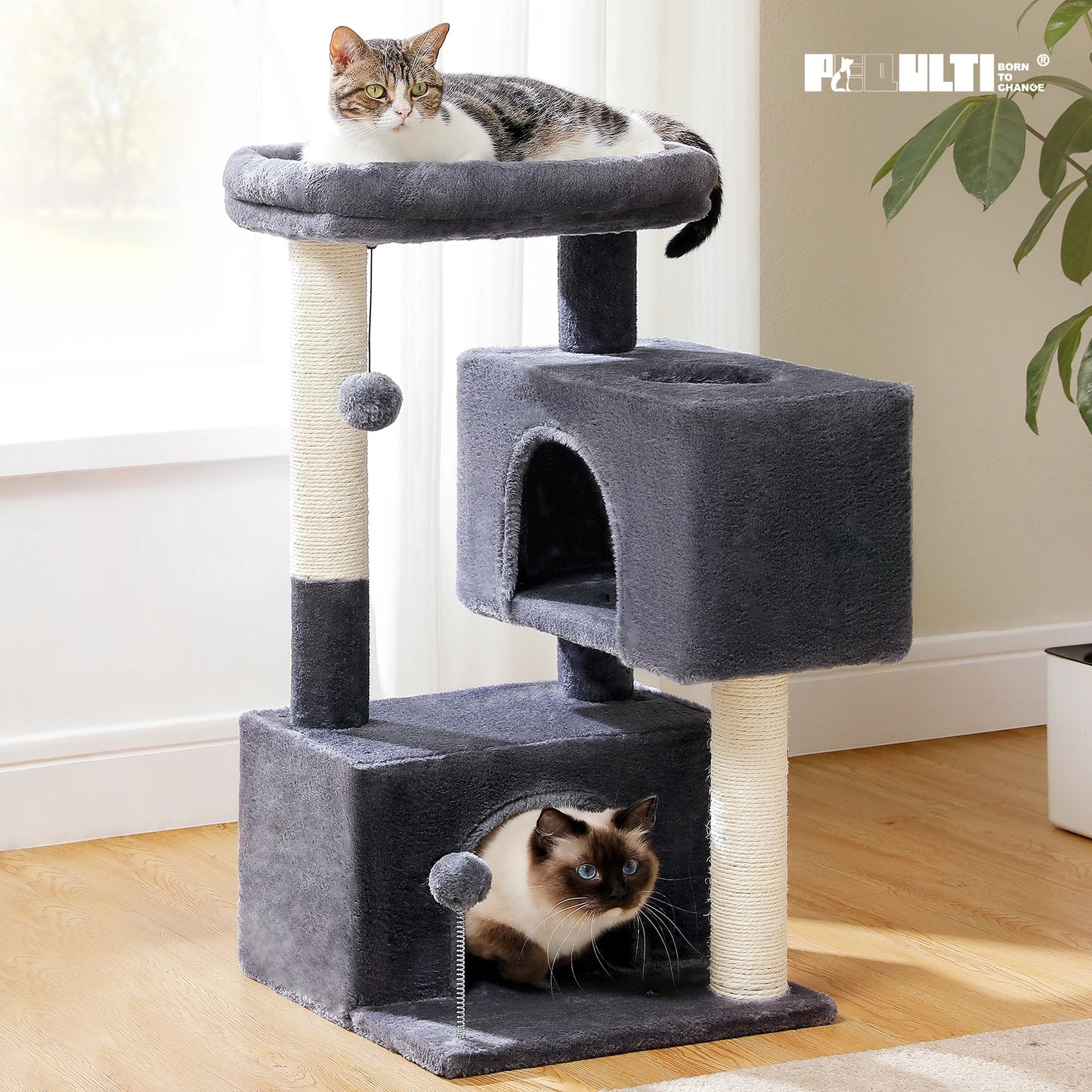 Cat Tree for Large Cats with 2 Big Condos Cat Tower for Indoor Cats up to 10kg  Cat Scratching Posts and Large Cat Perch