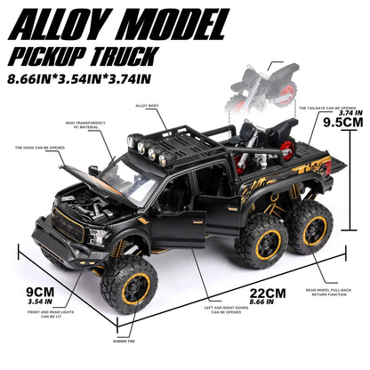 SASBSC Toy Pickup Trucks for Boys F150 Raptor DieCast Metal Model Car with Sound and Light for Kids Age 3 Year and up RED