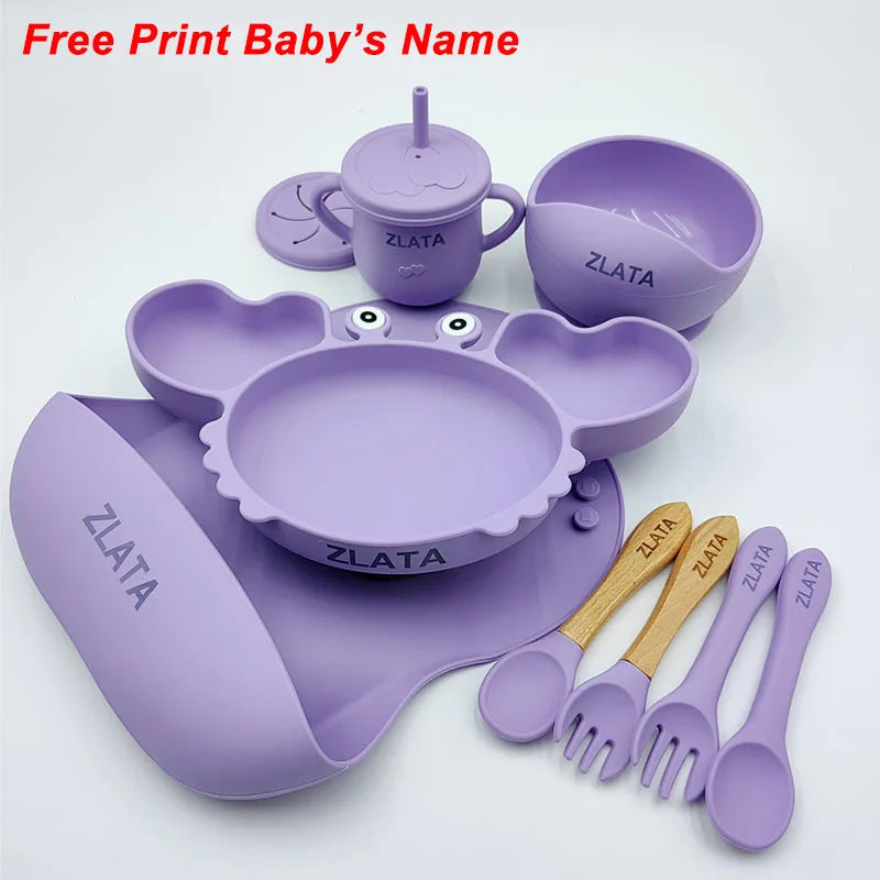 Personalized Silicone Crab Plate Set Babie