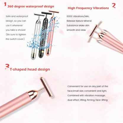 Gold T-Shaped Facial Massager Roller