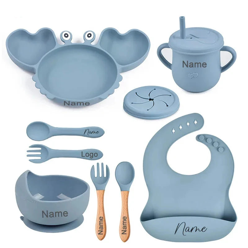 Personalized Silicone Crab Plate Set Babie