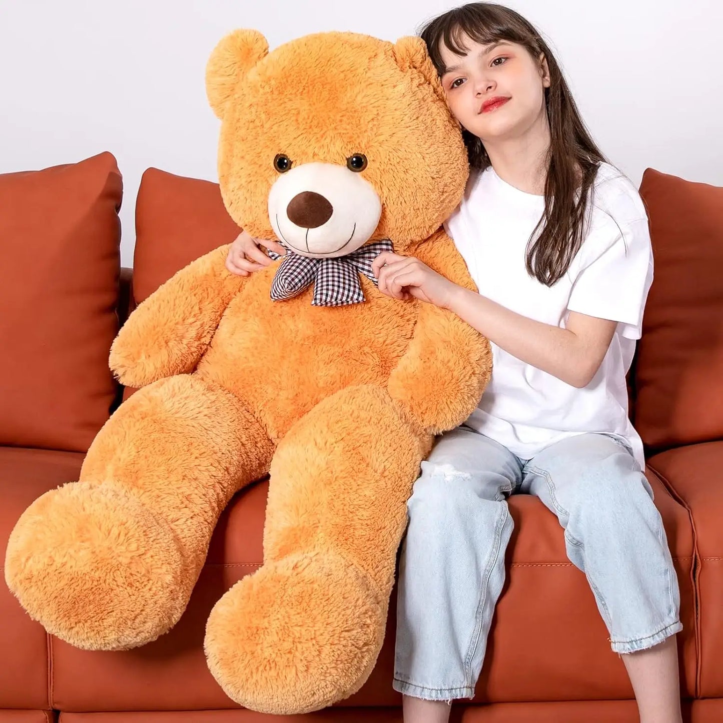 MorisMos Big Teddy Bear Plush Toy Giant Stuffed Animals Love Bear Doll Great for Kids Orange 120cm/47.2inch