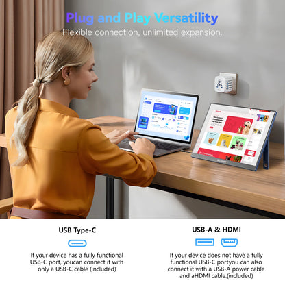 2024 High Quality 120hz Gaming Portable Monitor with Stand, 16 inch 1200P External Second PC Screen for Phone Laptop Xbox Mac