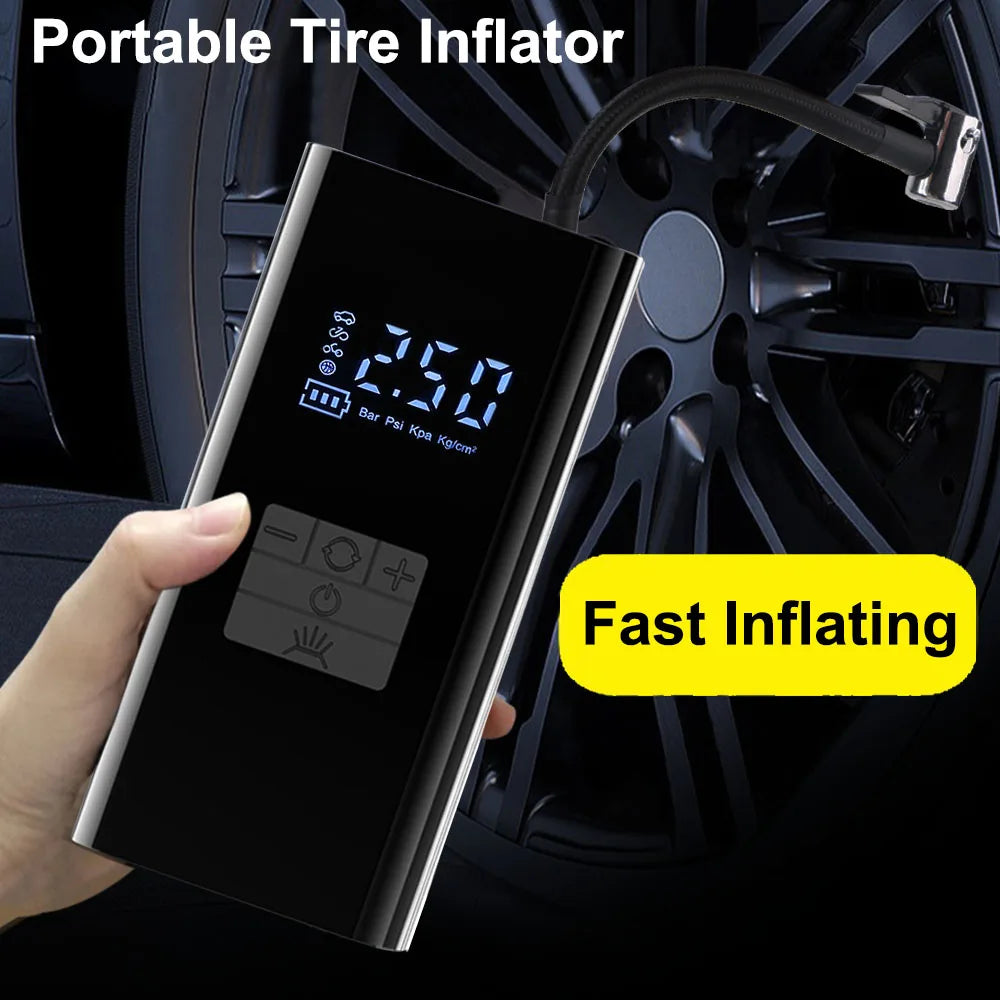 Air Compressor Portable Tire Pressure Gauge Tire Air Pump Portable Inflator Digital JN058 With LED Light LCD Display Wireless