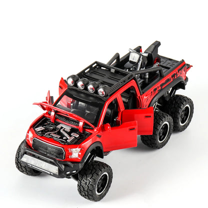 SASBSC Toy Pickup Trucks for Boys F150 Raptor DieCast Metal Model Car with Sound and Light for Kids Age 3 Year and up RED