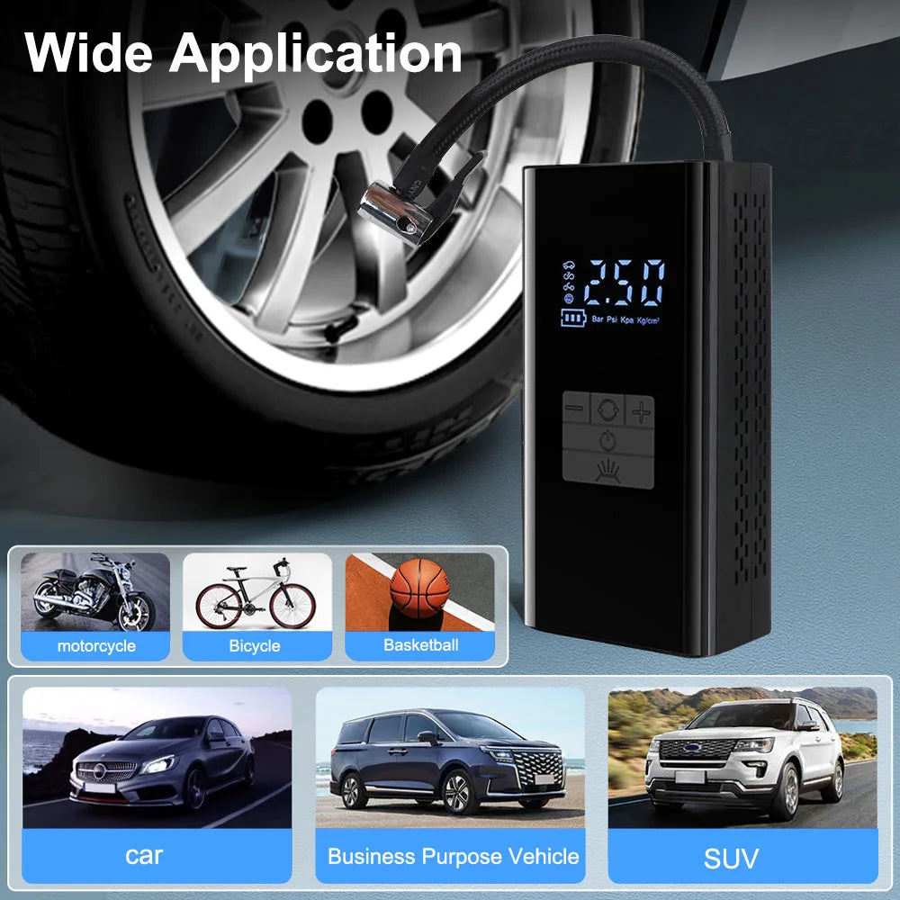 Air Compressor Portable Tire Pressure Gauge Tire Air Pump Portable Inflator Digital JN058 With LED Light LCD Display Wireless