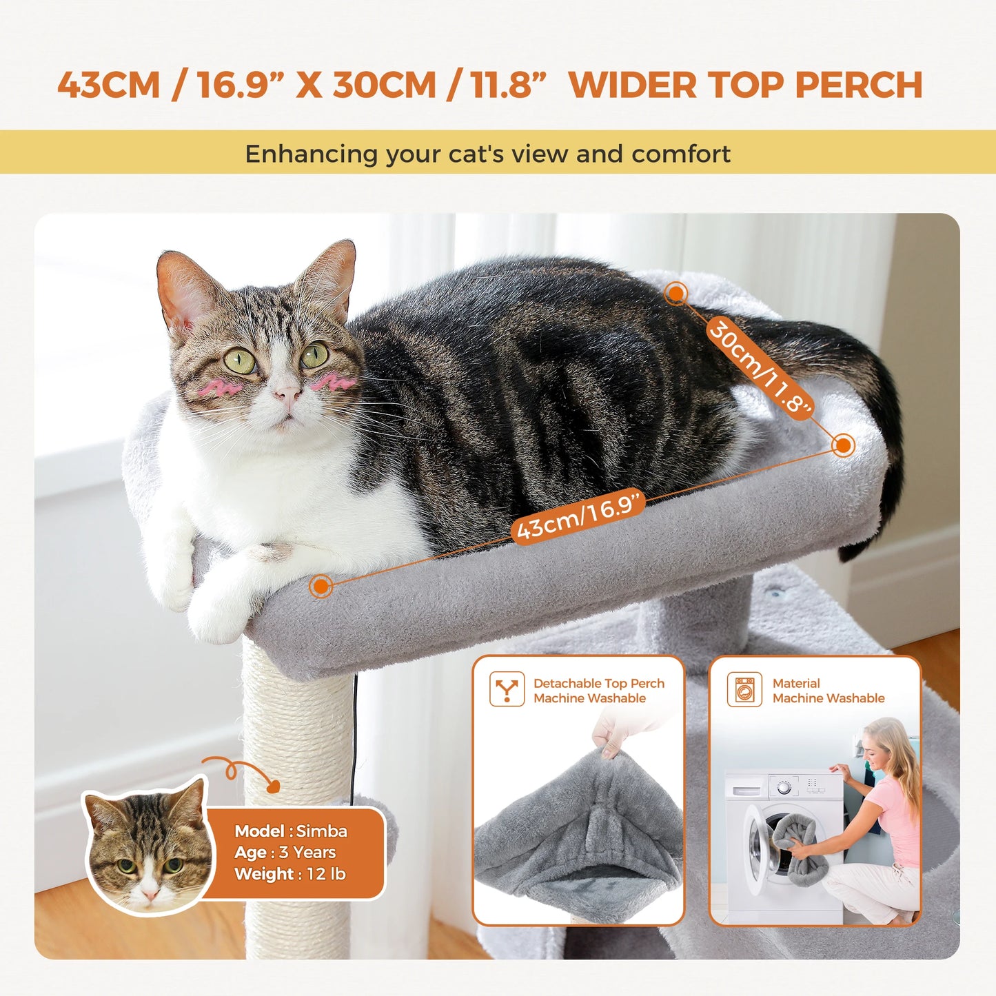 Cat Tree for Large Cats with 2 Big Condos Cat Tower for Indoor Cats up to 10kg  Cat Scratching Posts and Large Cat Perch