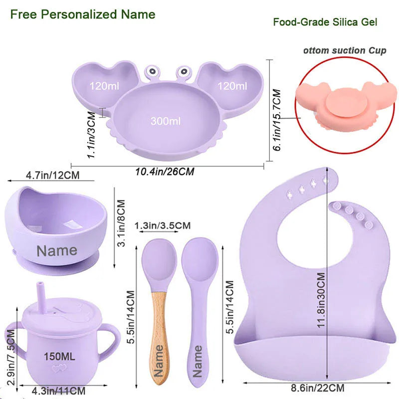 Personalized Silicone Crab Plate Set Babie