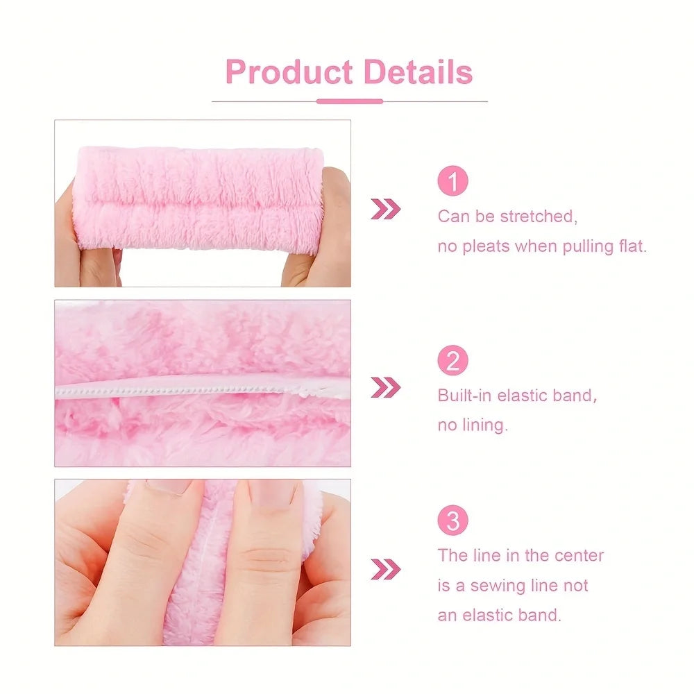 15 Pieces/Set Of Cleaning Headband And Wristband Set, Bow Decoration Headband, Soft Elastic Wristband, Bathroom Supplies