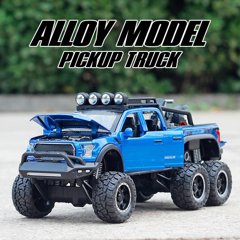 SASBSC Toy Pickup Trucks for Boys F150 Raptor DieCast Metal Model Car with Sound and Light for Kids Age 3 Year and up RED