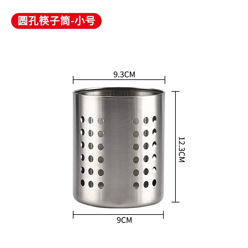 Stainless Steel Cooking Utensil Holder Thickened Spoon Tableware Organizer with Drain Holes for Organize Drawers and Countertops