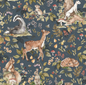 WOODLAND FOREST ANIMALS DARK WALLPAPER Package Per One Roll Tube 105cm X 8cm X 8cm 1kg-nabka